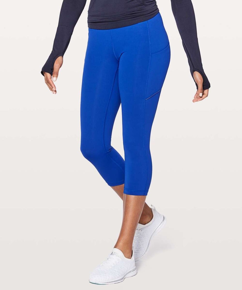 Lululemon Speed Up Running Crop 21" Legging Jet Stream Blue Size 6 W6AL7S *EUC